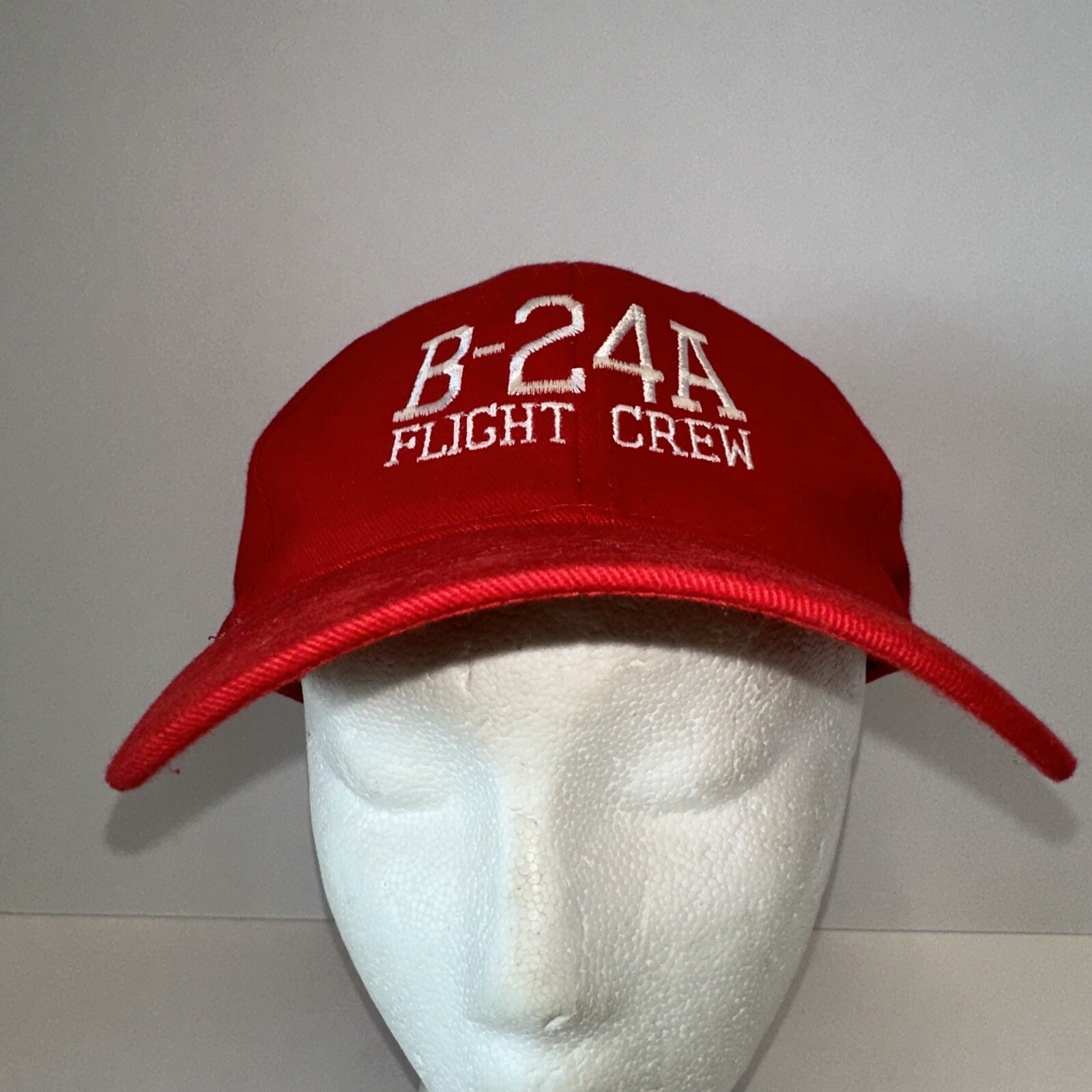 B-24A Flight Crew Red Hat Cap Hook Loop 01-927 Flag above Strap