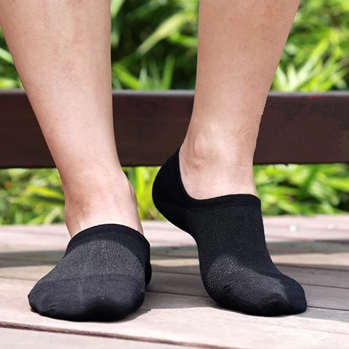 5/10 Pairs Bamboo No Show Nonslip Ankle Work Sport Breathe Mesh Solid Men Socks