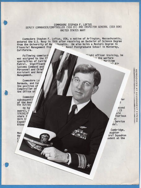 1985 Commodore Stephen F. Loftus Original Photo Documents