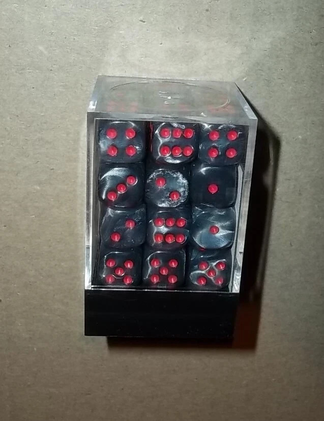 Chessex CHX 27878 36 Black With Red Velvet 12mm d6 Dice Block