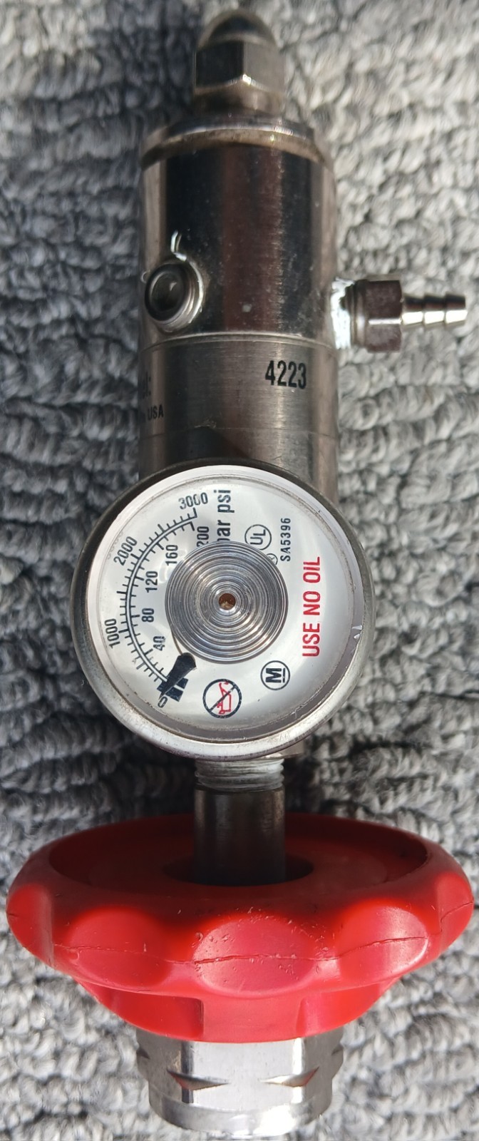 Rhino Oxygen Gas Regulator Gauge Check Valve CGA-350 Model 4223
