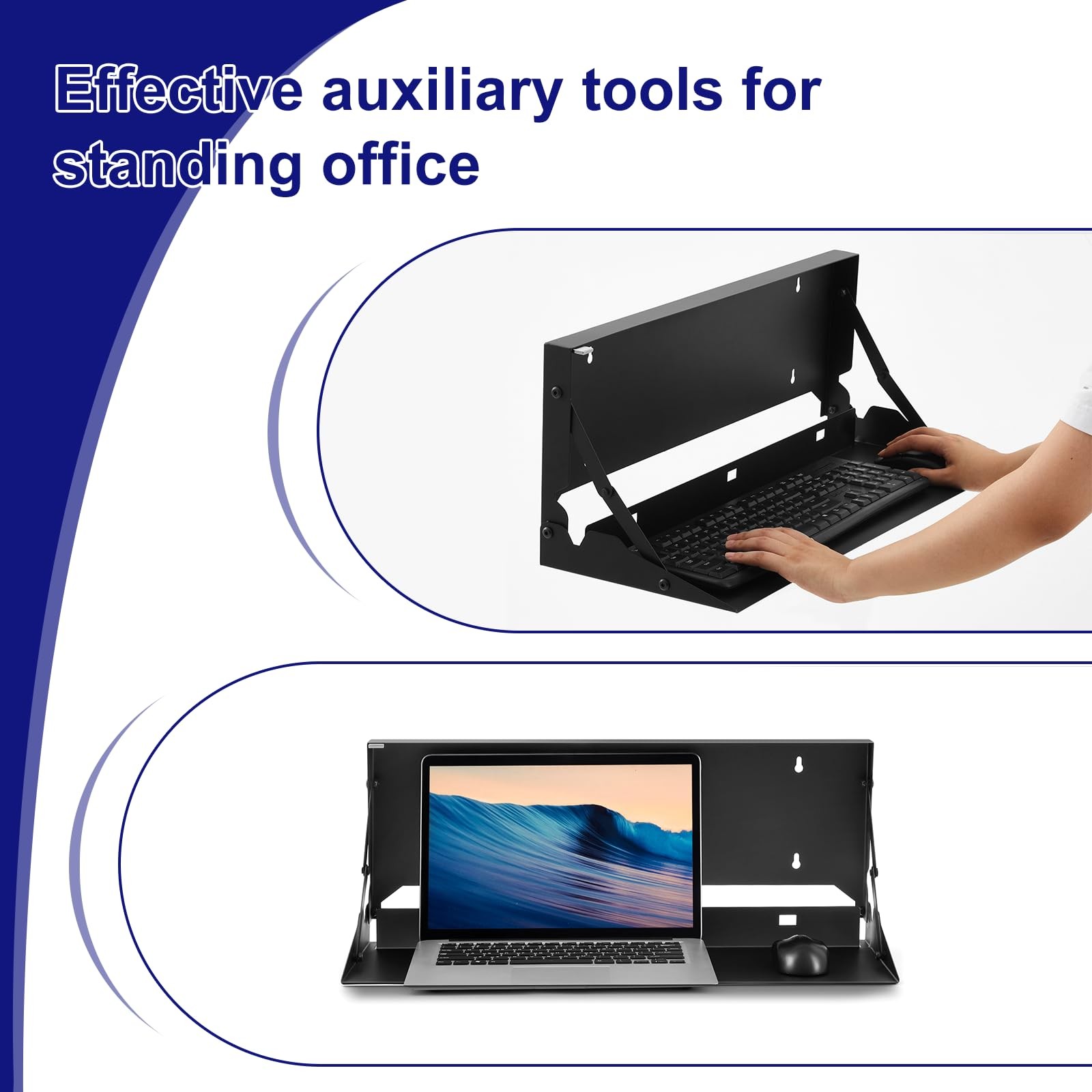 1 Pcs 24 Inch Keyboard Wall Mount Foldable Fits Standard Computer Keyboard Mouse