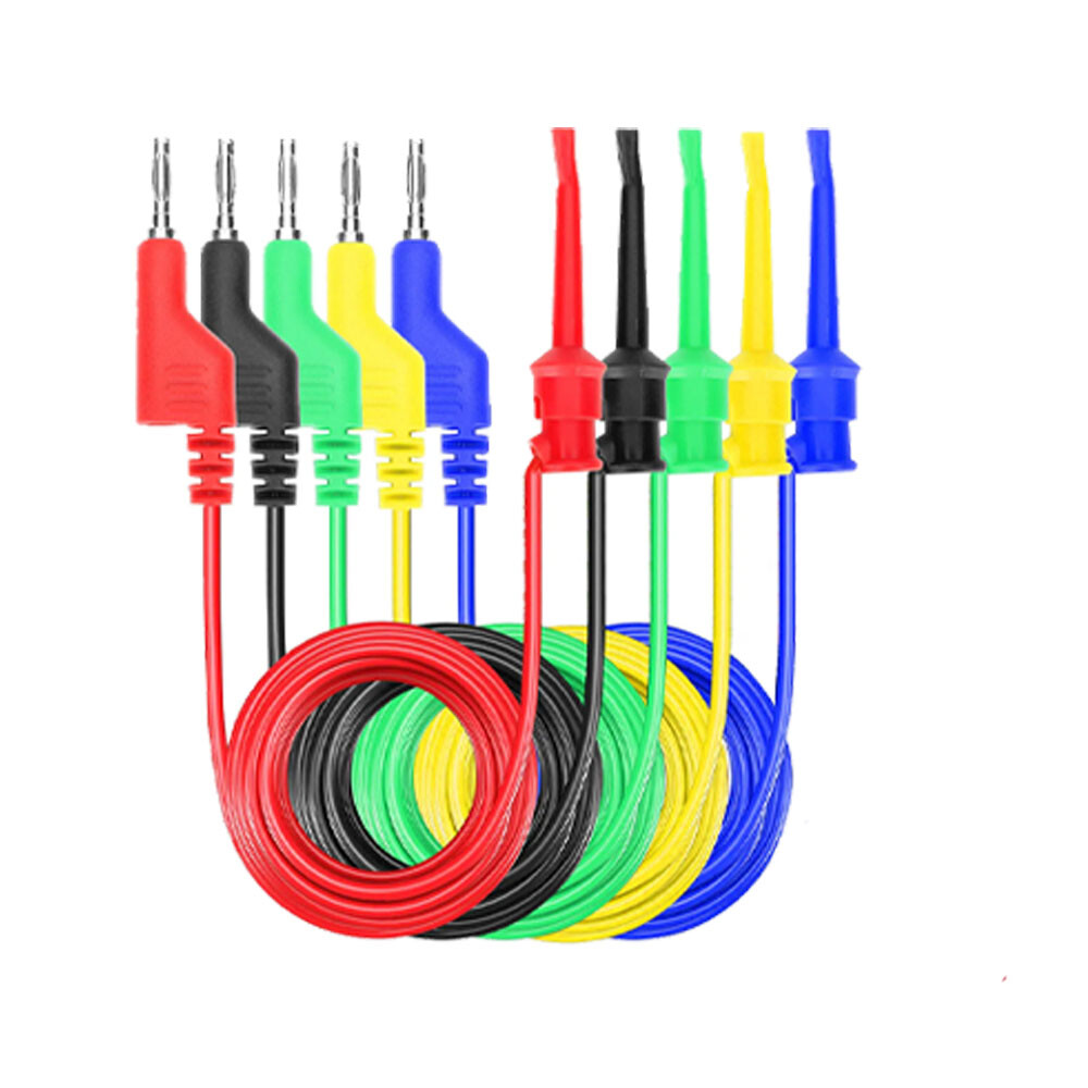 10X 4mm Stackable Banana Plug To Test Hook Clip Test Leads Mini Grabber Cables