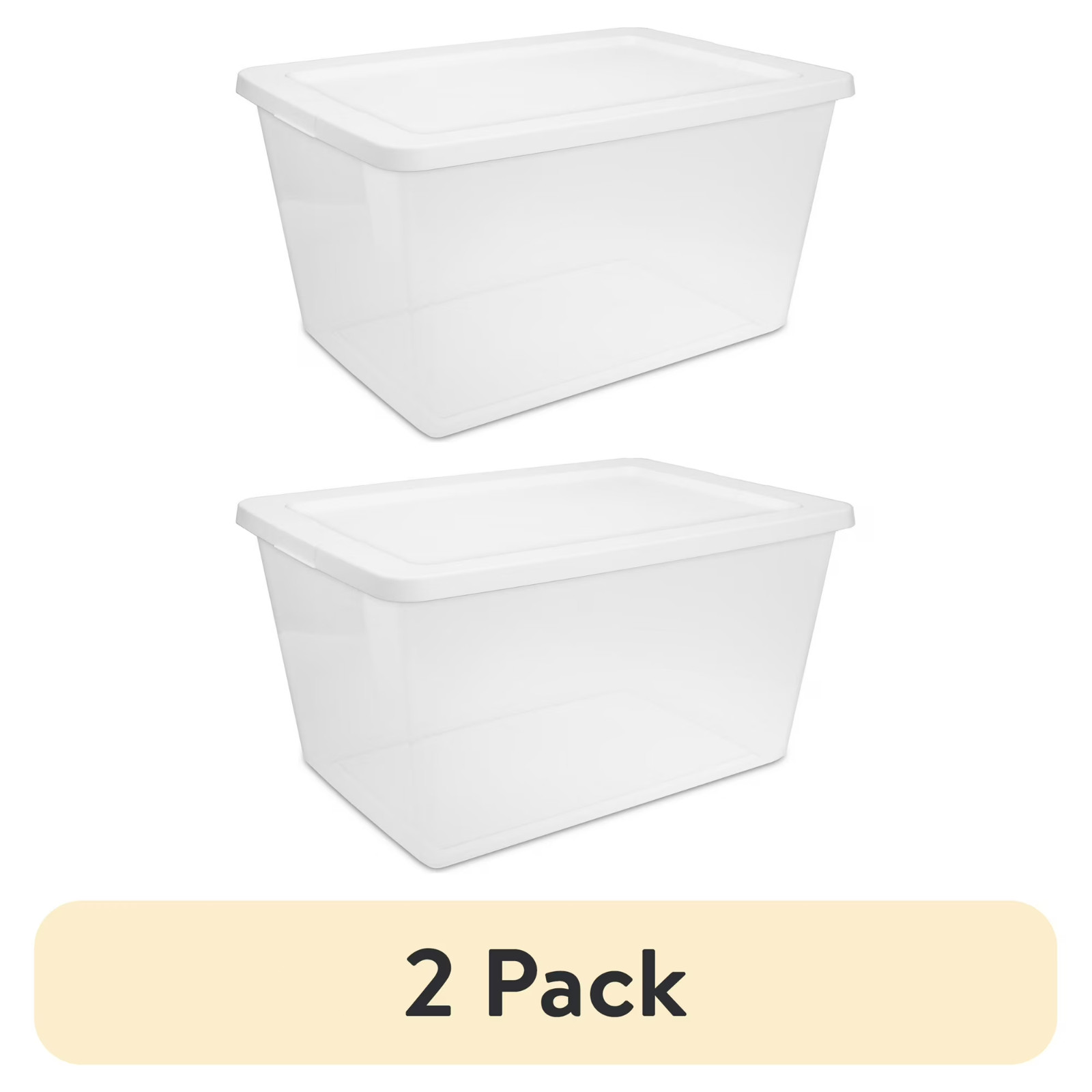 (2 pack) Sterilite 58 Quart Medium Storage Bin, Clear Plastic Storage Container