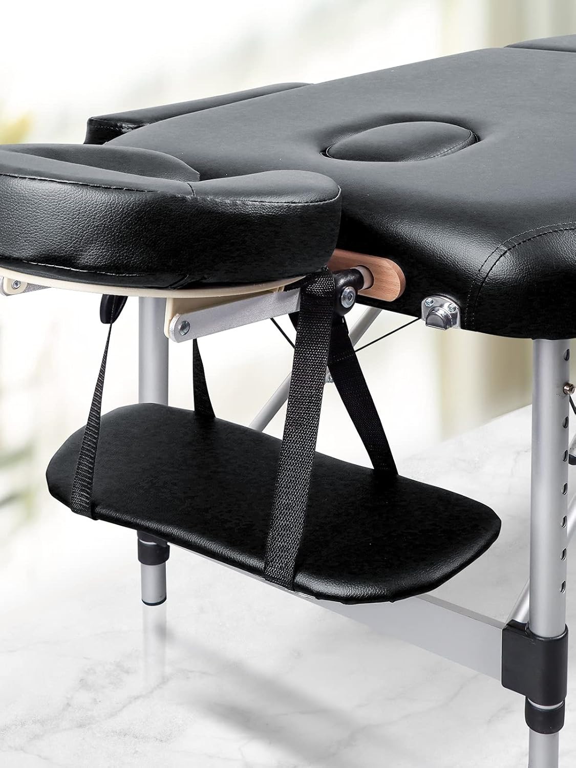 Comfortable Adjustable Hanging Arm Rest for Massage Tables - Black Design