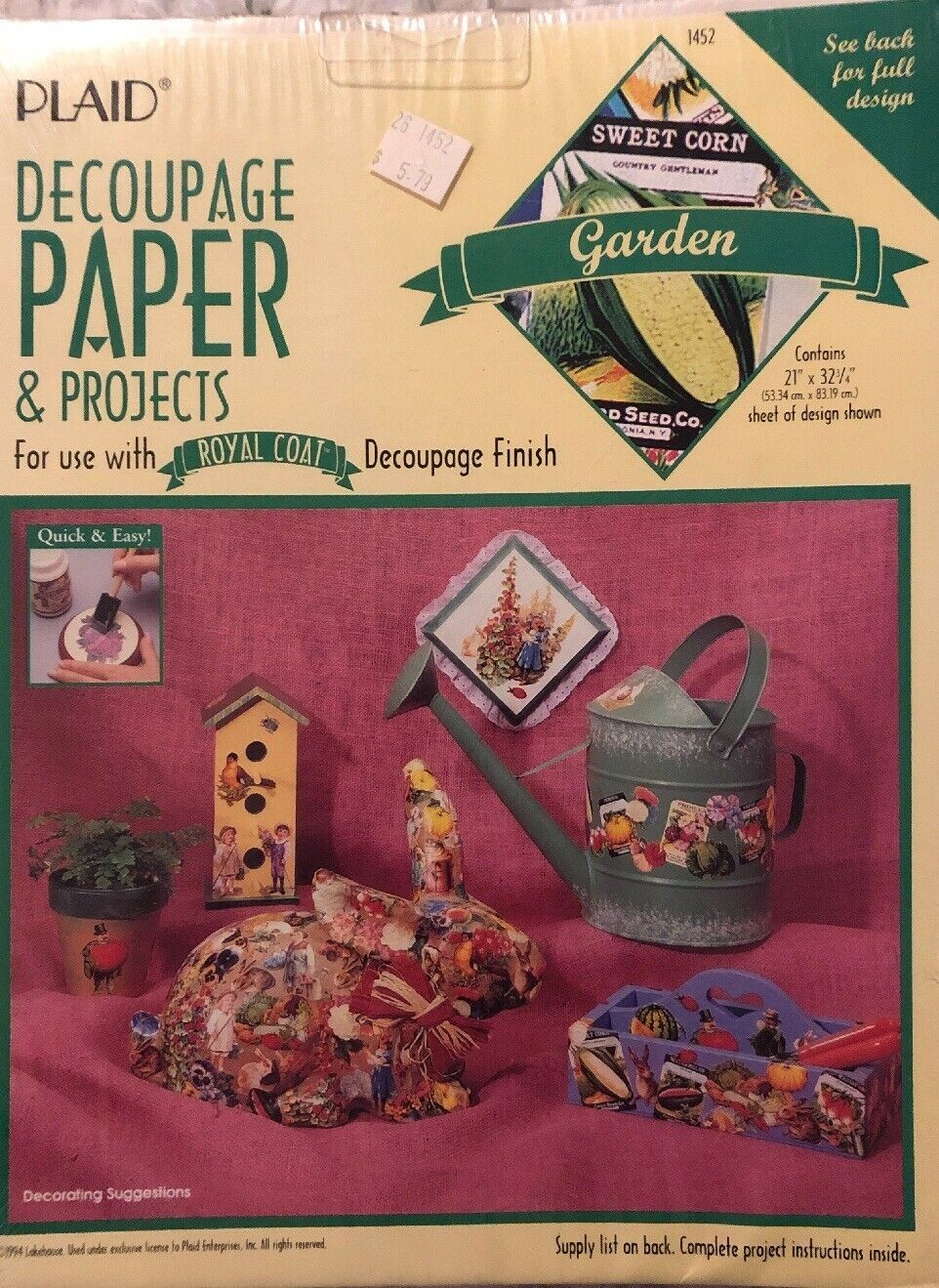 Lot Of PLAID Decoupage Paper, Iron on transfers & Projects - Garden / Victorian