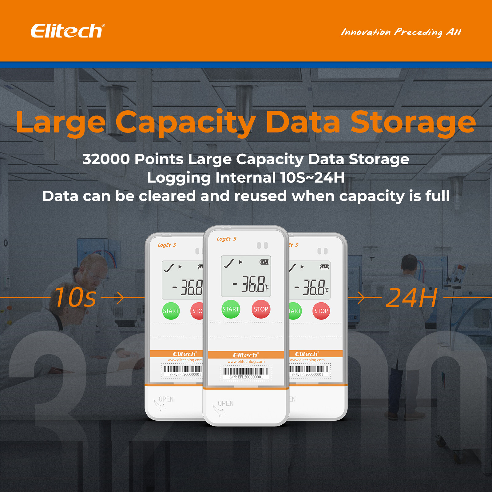 Elitech Reusable Temperature Data Logger External Probe LogEt5-TE -40°F~185°F
