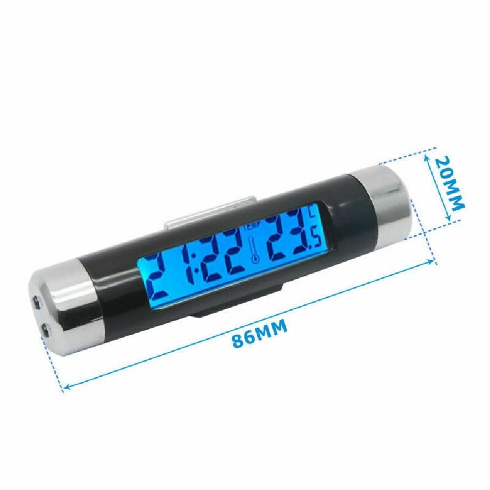 Car Clock Thermometer, 2in1 Auto Digital LCD Time and Celsius Temperature Display,...