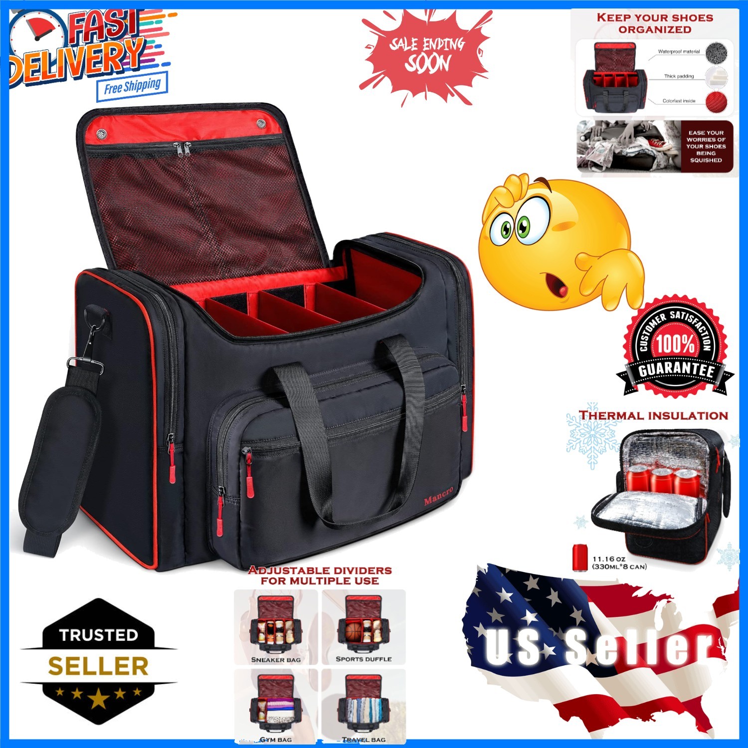 Padded Sneaker Bag, Sneakerhead Gifts, Shoe Travel Bags Fit 4 Pairs with Insu...