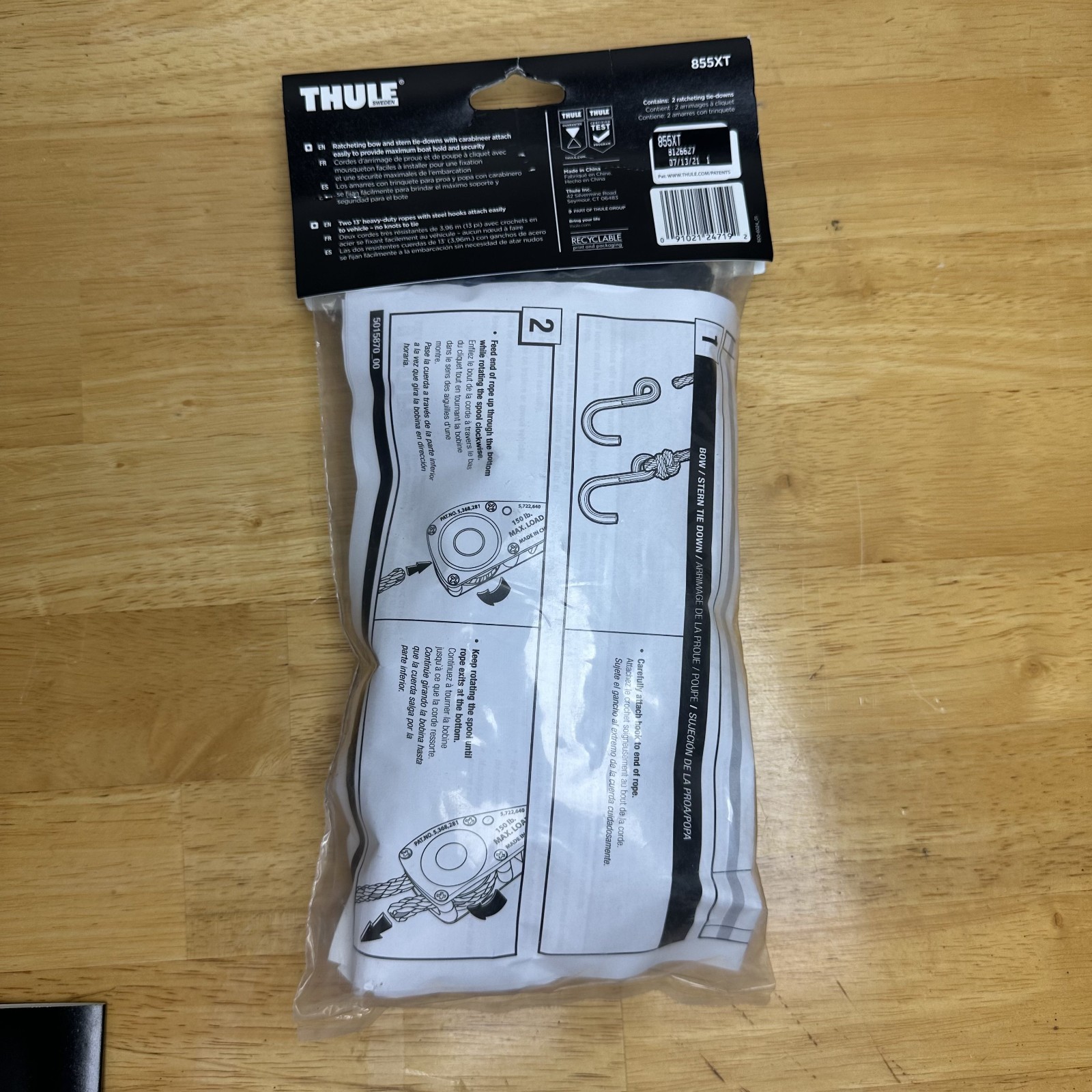 THULE Quick Draw 855XT Watersport Accessory 13' Ratcheting bow/stern Tie-Downs