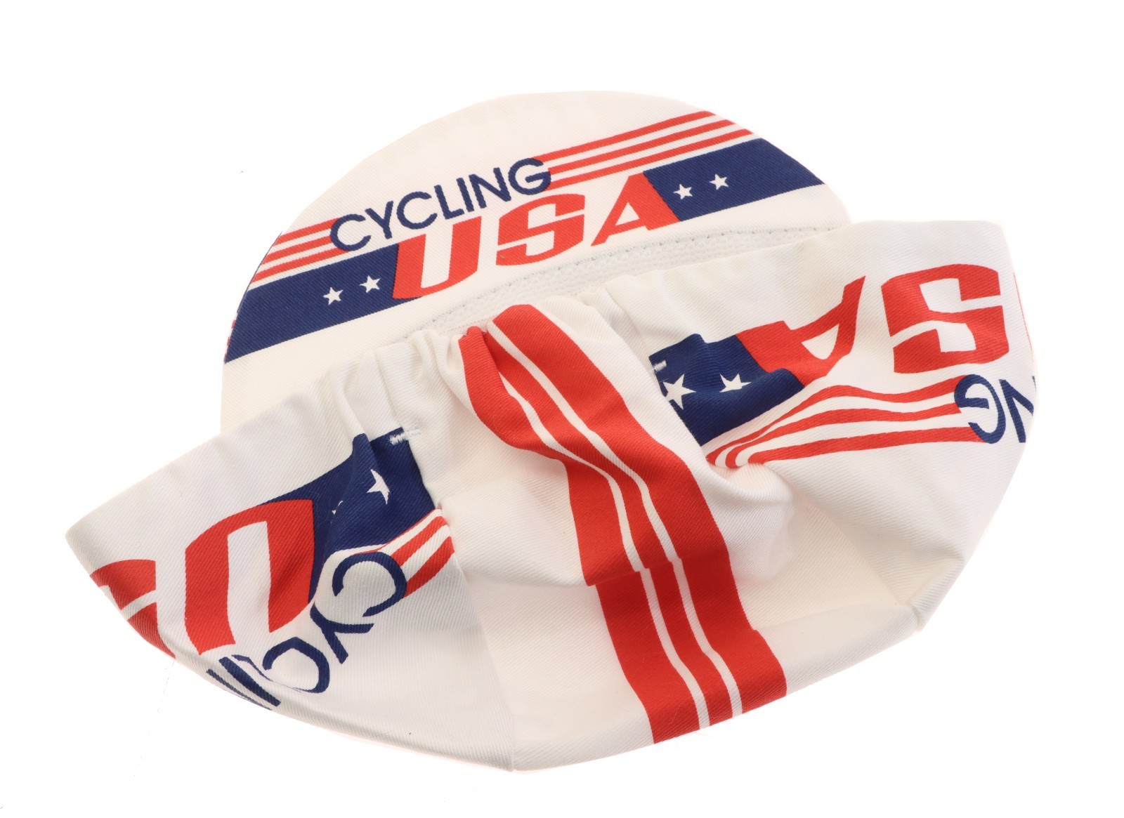 Pace Cycling Cap Cycling USA 100% Cotton Twill White Red Blue Made in USA NEW