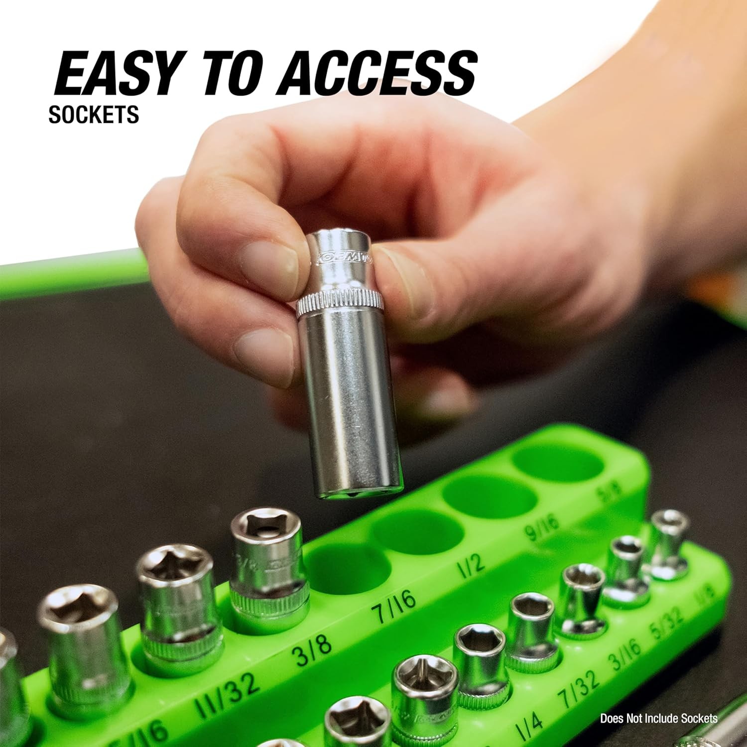 3-Pc Magnetic Socket Organizer, SAE Holder 1/4, 3/8