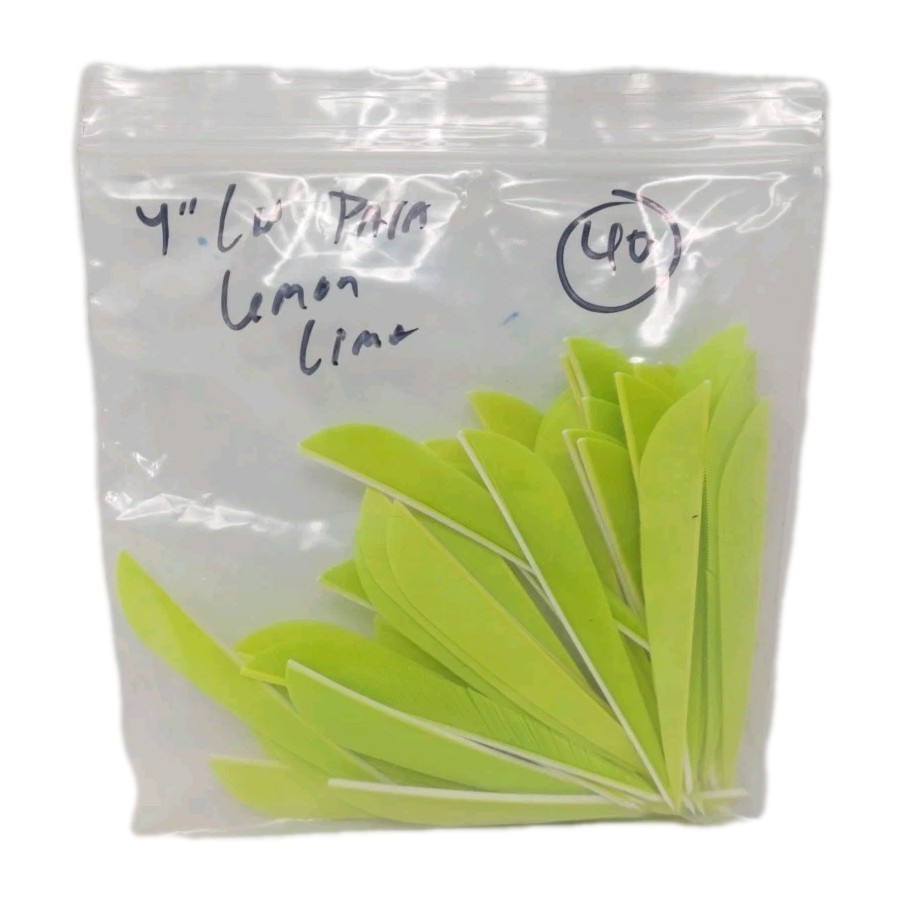 40 Count Archery Arrow Feathers 4" Left Wing: Parabolic Lemon Lime Green
