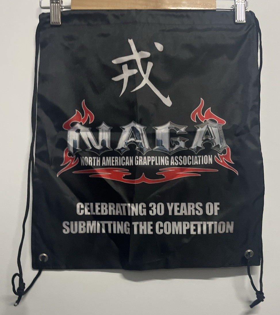 NAGA North American Grappling Association Bag Gym Cinch Drawstring Black 14x16"