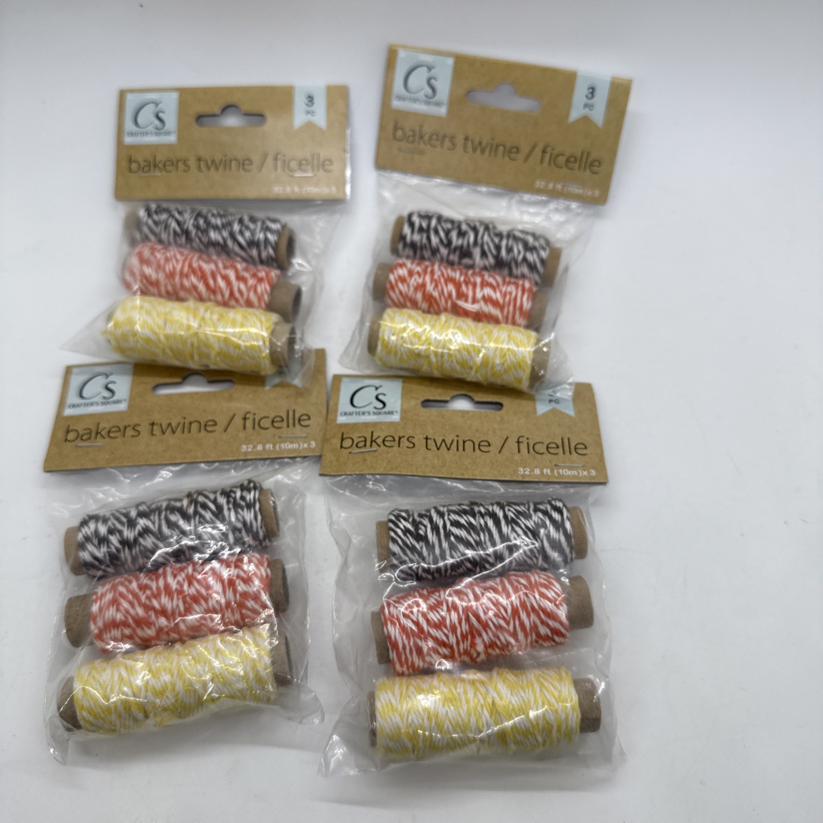 Lot Of 4 Crafter's Square BAKERS TWINE Craft String (3 Colors 32.8 Ft. Each/pk)