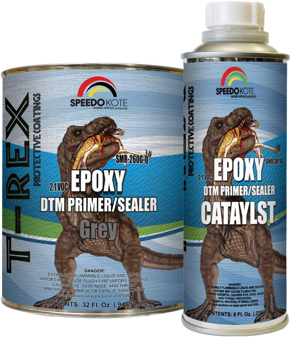Speedokote Epoxy Fast Dry 2.1 Low Voc DTM Primer & Sealer Gray Quart Kit, SMR-26