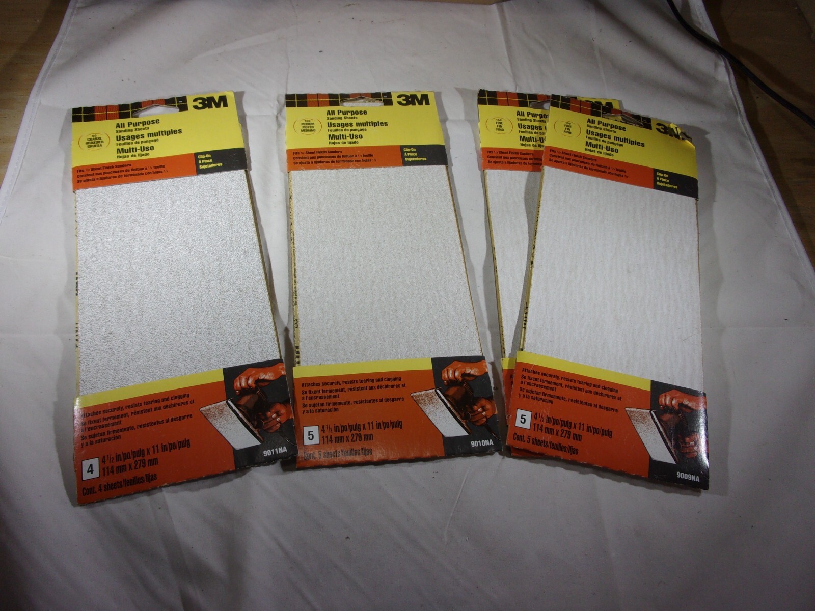 3M - 1/2 SHEET ALL PURPOSE SANDPAPER  (4 PKS - SEE DESCRIPTION )