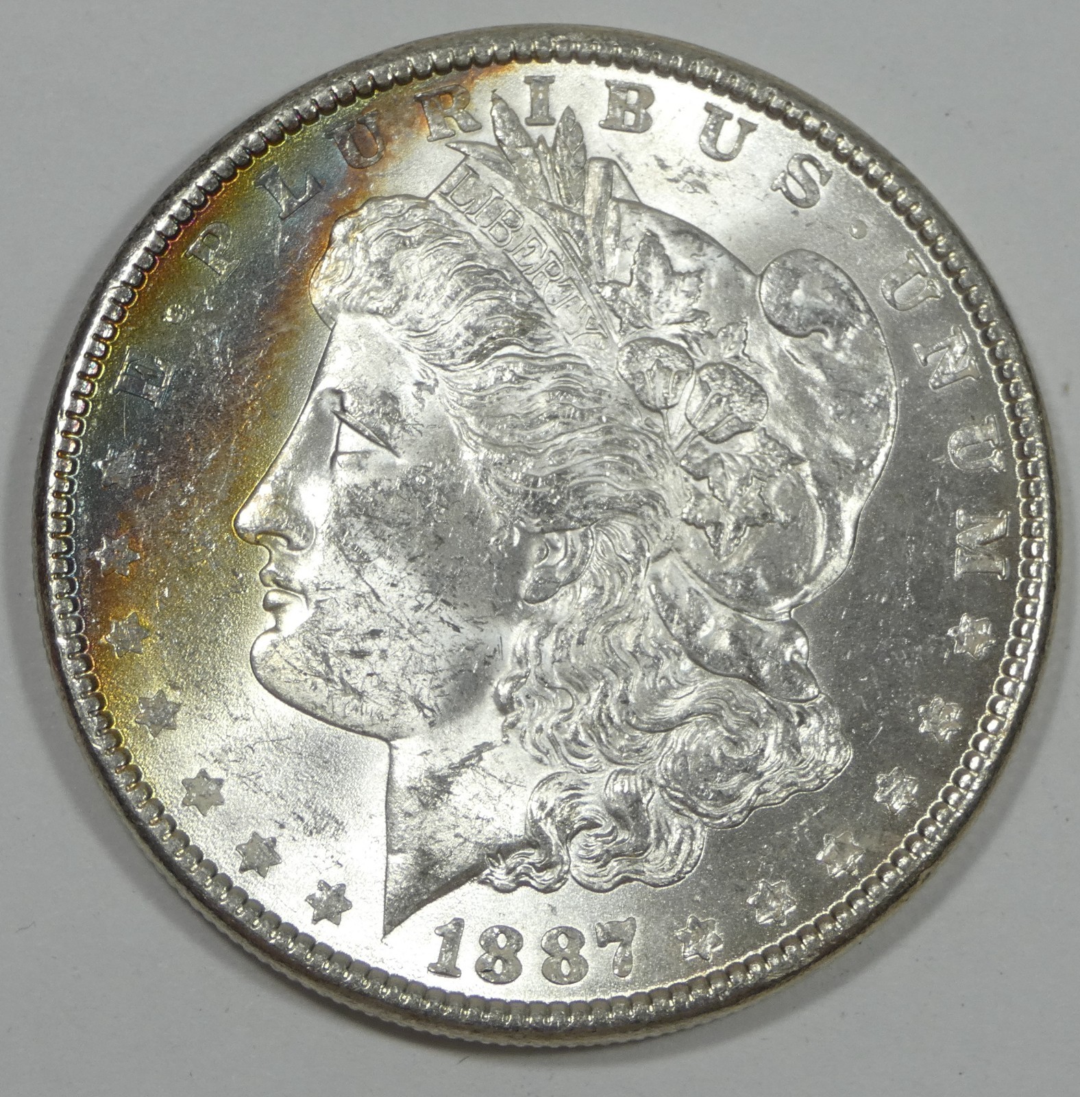 1887 Morgan Dollar Nice BRILLIANT UNCIRCULATED Silver Dollar ~ Rainbow Bag Tone