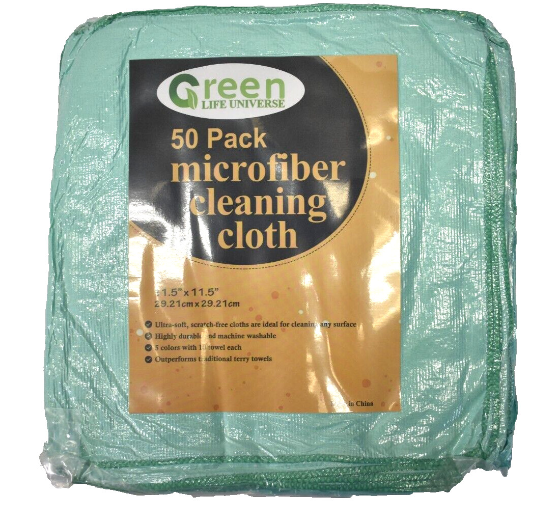Green Life Universe Microfiber Cleaning Cloths 50 Pack Highly Absorbent