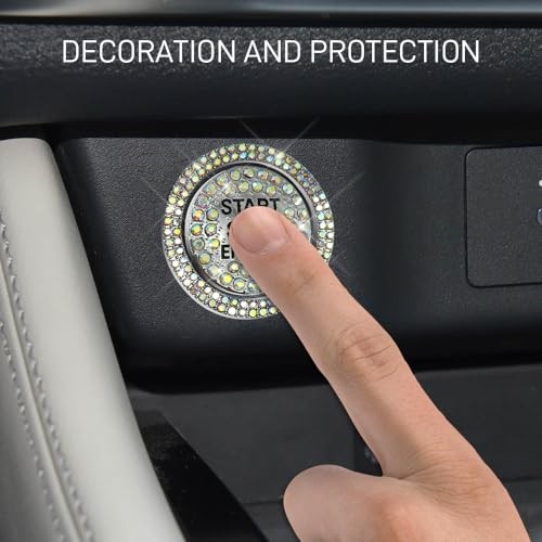 Bling Car Push Start Button Covers, Sparkling Rhinestone Switch Knob Colorful