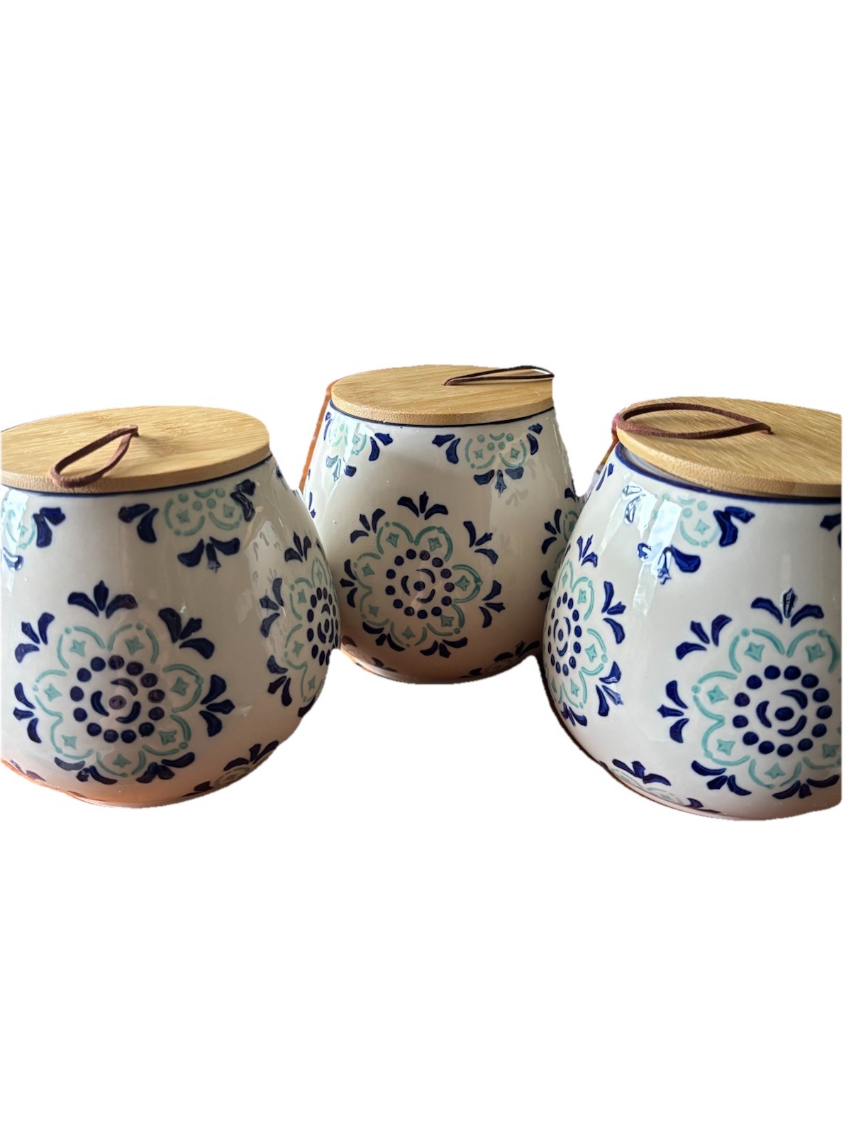 3 Original Heart Food Container Canisters W/ Bamboo Lids New In Box