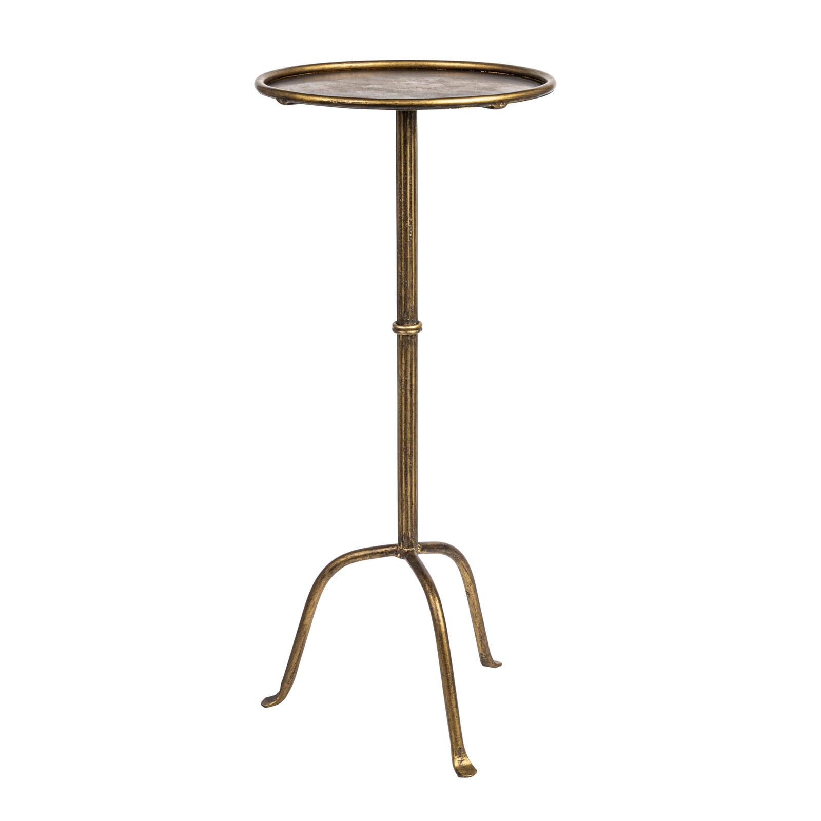 Metal Martini Cocktail Table, Round, 12.5 inches x 27.5 inches, Antique Brass