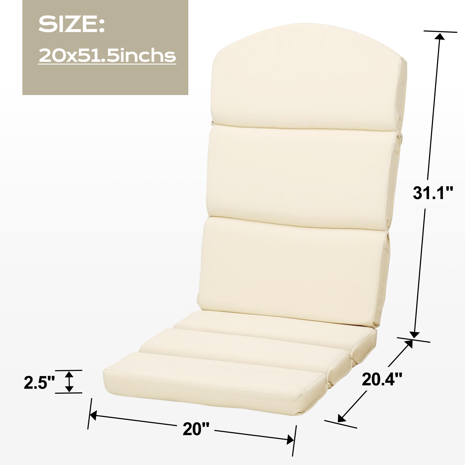 Patio Chair Cushion for Adirondack High Back with Tie Indoor Outdoor