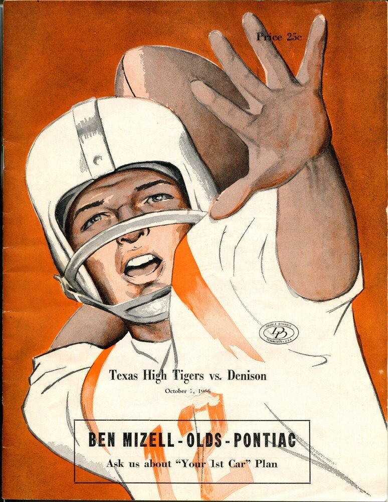 1966 Texas High School Football Program Texas High v Denison 10/7 49547