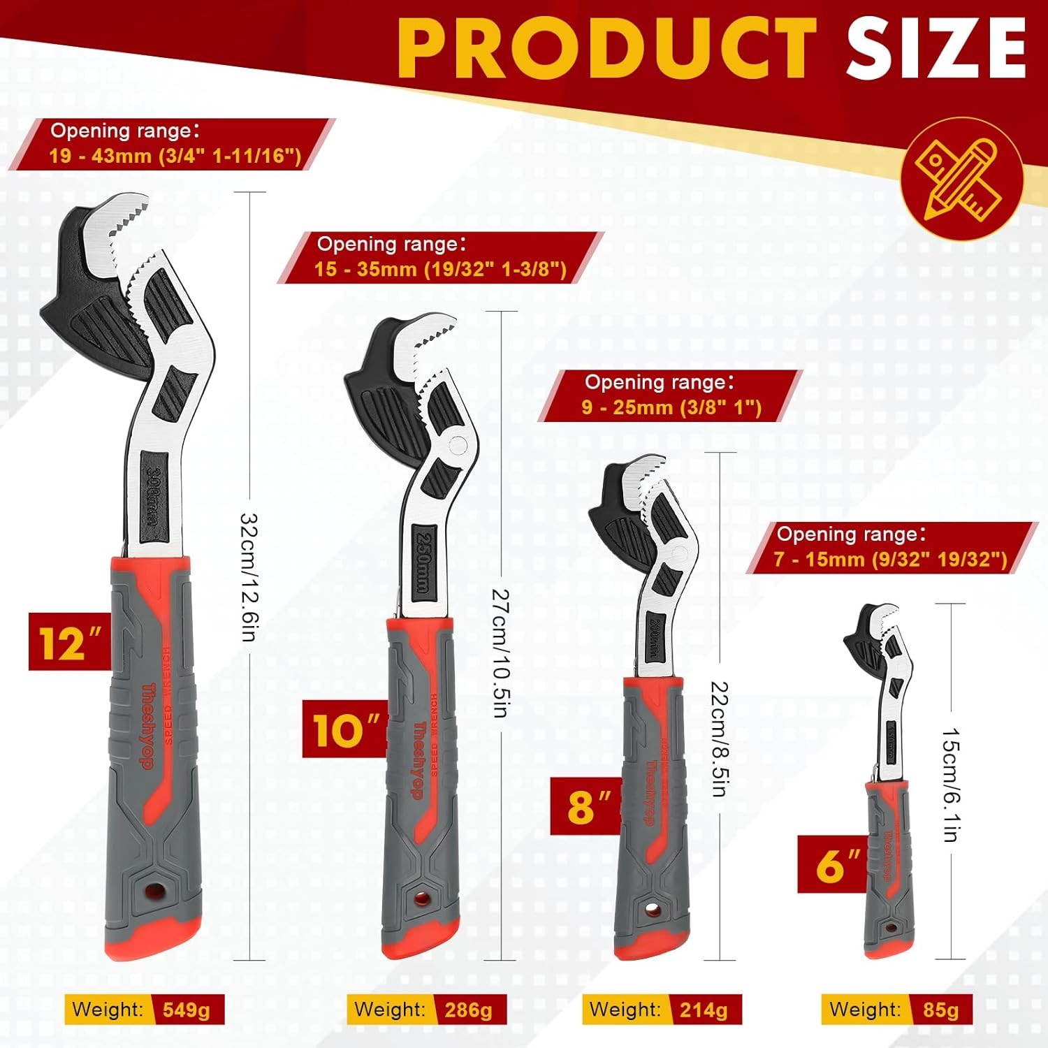 Multifunctional Self Locking Adjustable Pipe Wrench 8 Inch Plumbers Tool