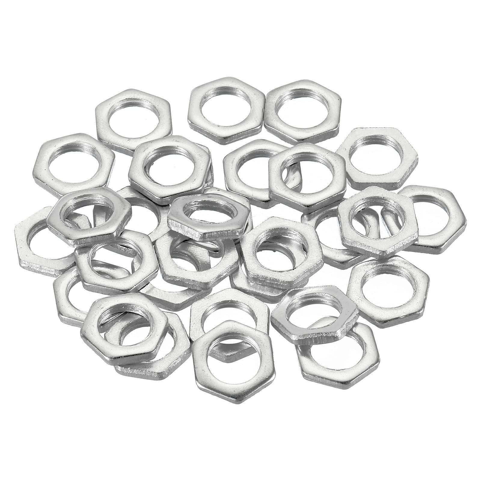 PATIKIL M10 x 1.0 Steel Hex Nuts, 30 Pack Metric Thread x 1.0, Silver