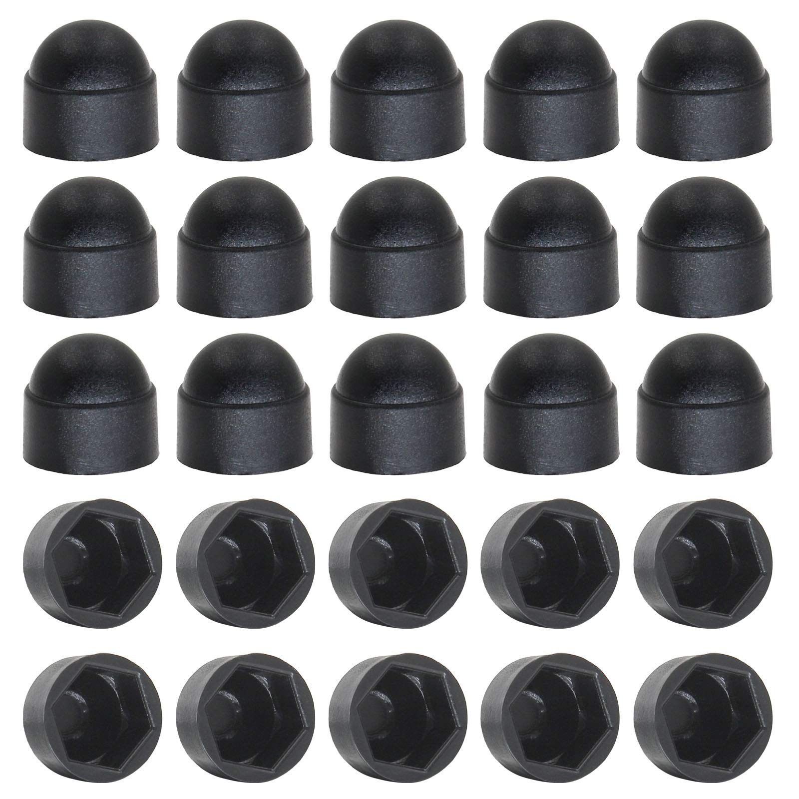 Zorfeter 25 Pcs Black M8 x 13mm Hex Head Bolt Covers Dome Plastic Bolt Caps H...