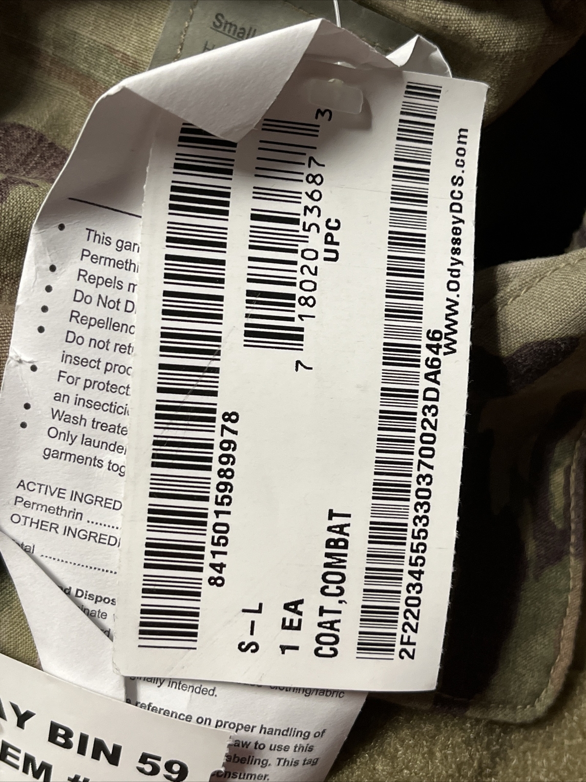 NWT, Coat, Army Combat Uniform- Unisex, OCP, SMALL/LONG, 59/32 (mz)