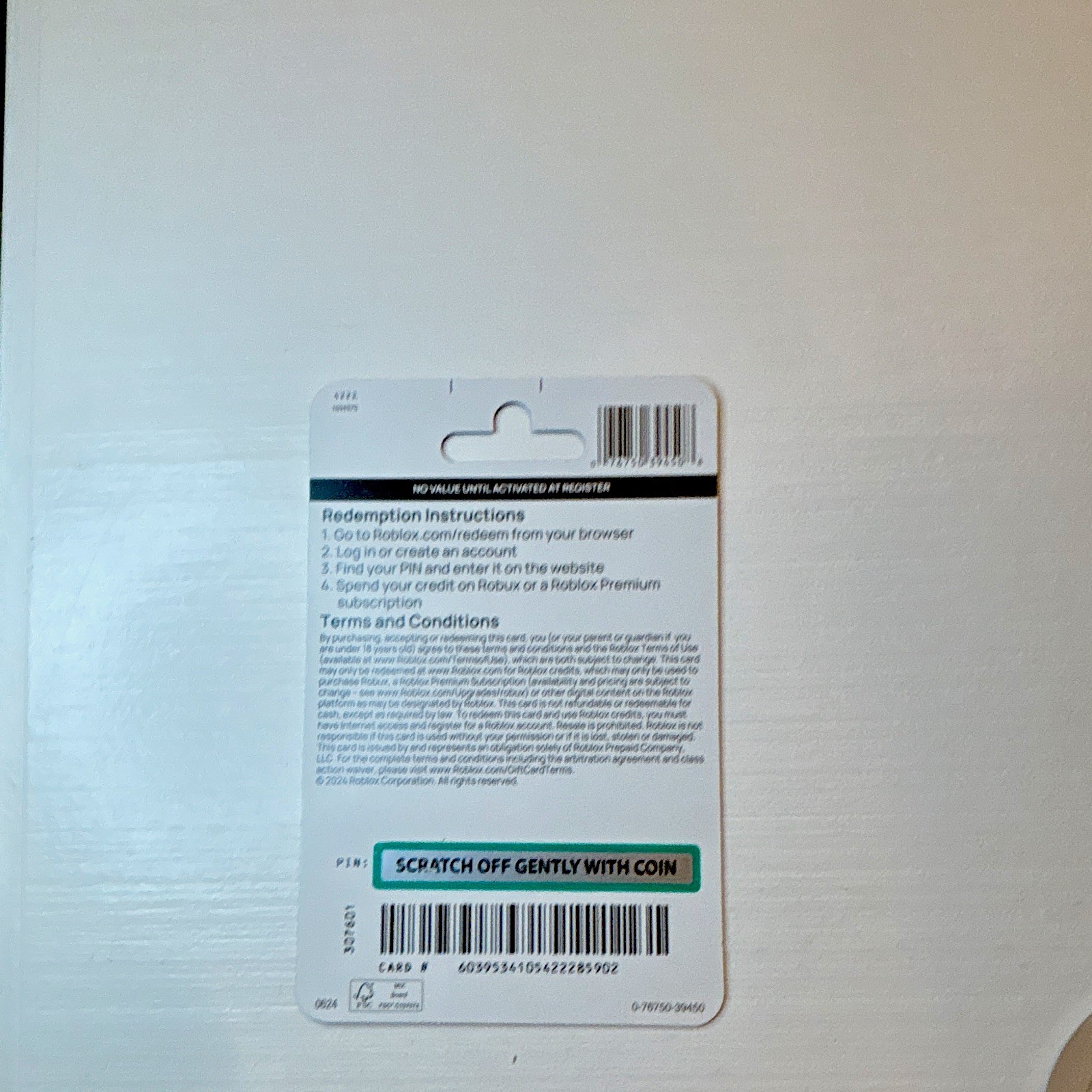 Robux Gift Card Physical $25