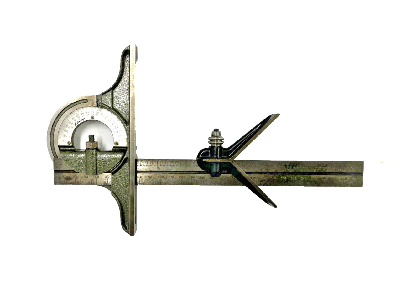 Mitutoyo Precision Protractor w/12" Rule Blade, Plus Center Head.