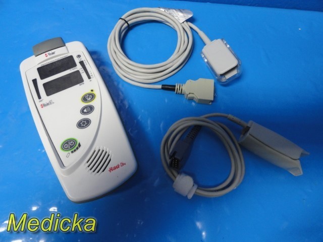 2008 Masimo RAD-5v Pulse Oximeter SpO₂ Monitor w/ Sensor & Cable ~ 39701