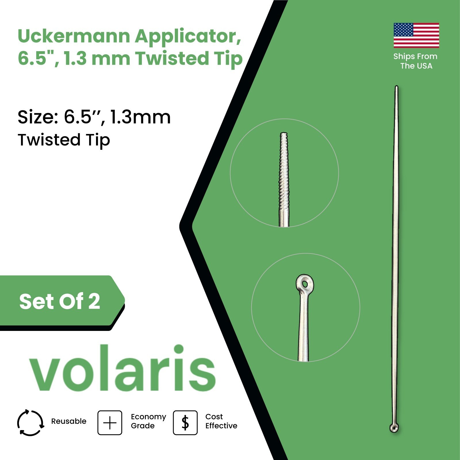 Set of 2 Uckermann Applicators, 6.5", 1.3 mm Twisted Tip