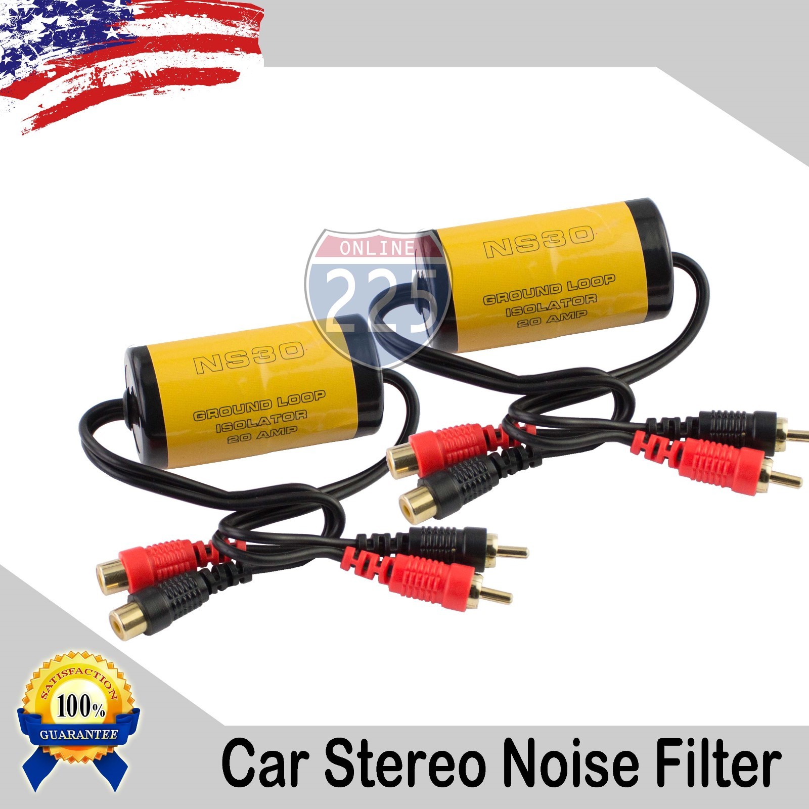 2pcs 30 Amp Ground Loop Isolator Noise Filter 2-Channel Gold RCA Connections USA