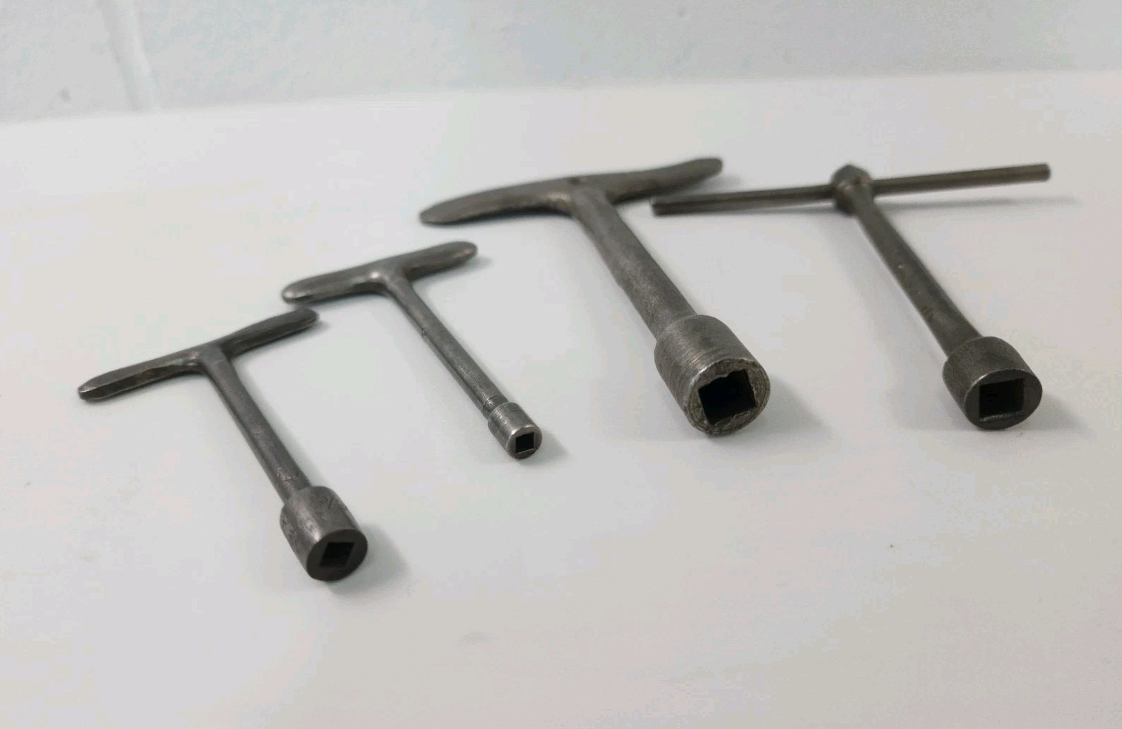 (4) Vintage T-Handle Square Nut Wrenches - 1/8" 1/4" 5/32" 5/16" Machinist Tools
