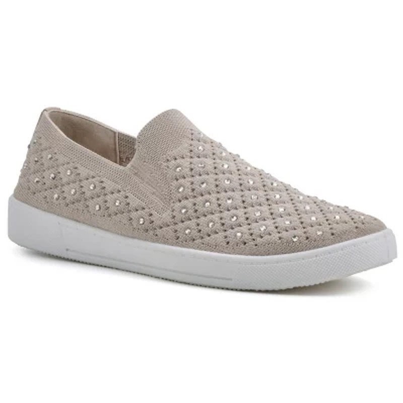 White Mountain Bling Sneaker Taupe Women's 8 Tan Beige Slip On