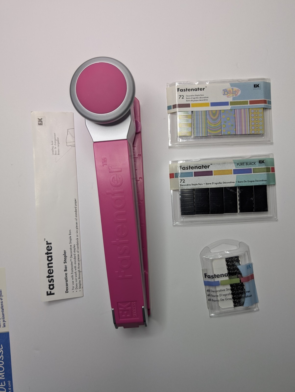 Fastenater Mini Stapler Decorative w/ Staple Bars EK Success Pink EKFST05