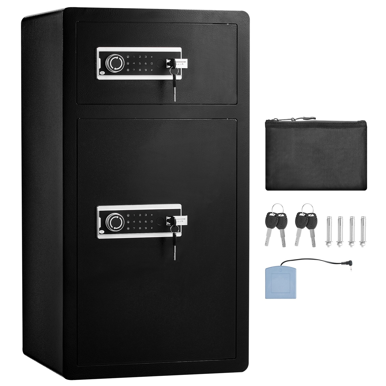 Double Door 7.2 cu.ft Safe Box with Key Lock Password Cabinet Black