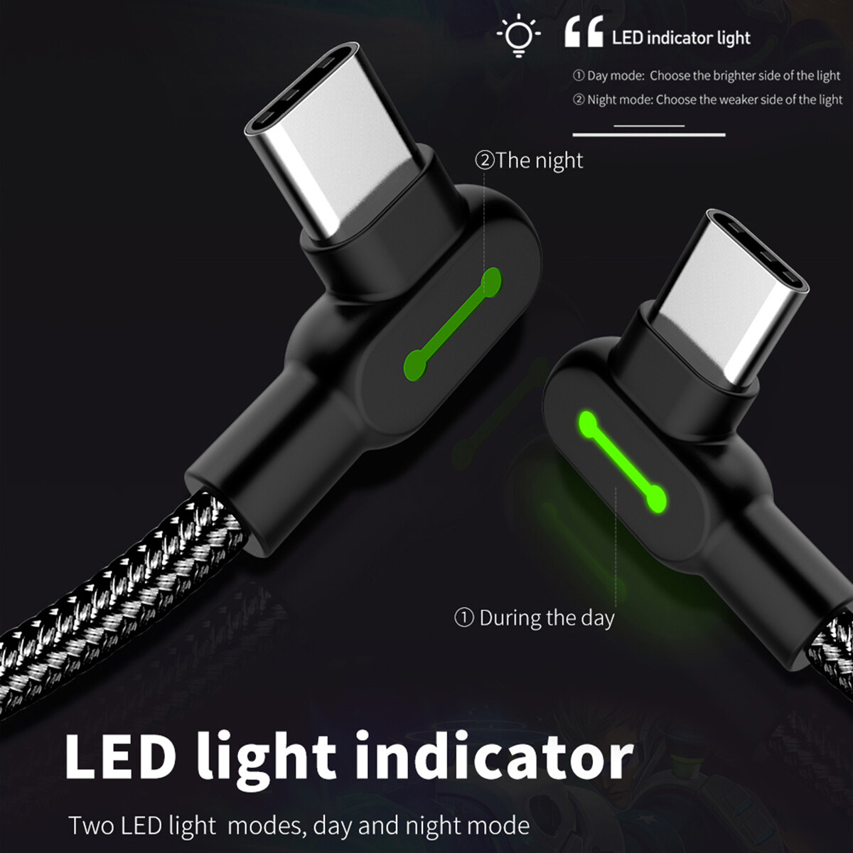 USB Type-C Fast Charger Right Angle USB-A to USB C Charging Cable Data SYNC Cord