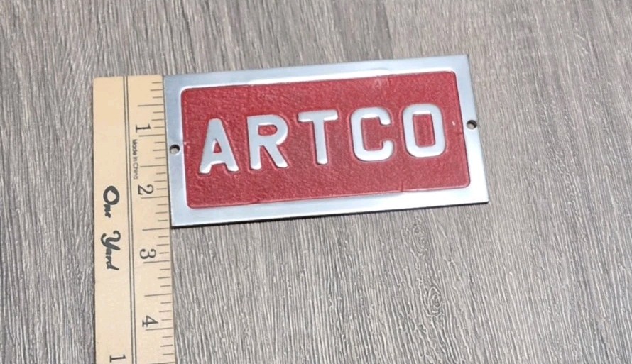 Vintage ARTCO Cast Aluminum Machine Nameplate Industrial Tool Tags VTG
