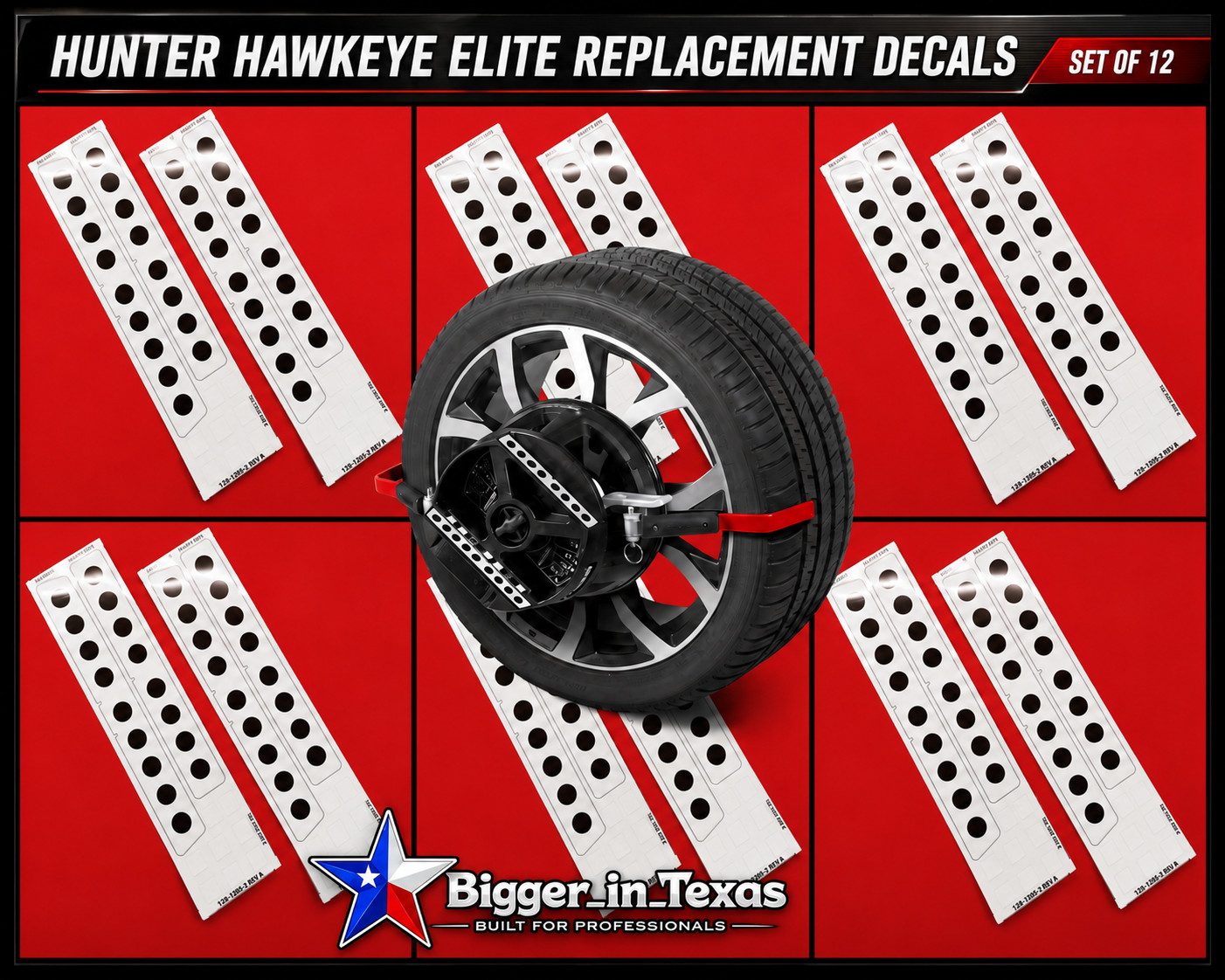 12 Hunter Hawkeye Elite Wheel Alignment Target OEM Replacement Decals 128-1395-3