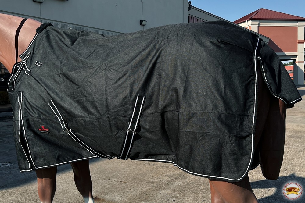 HILASON 1200D Turnout Light Winter Waterproof Rain Sheet Horse Black | Sheets