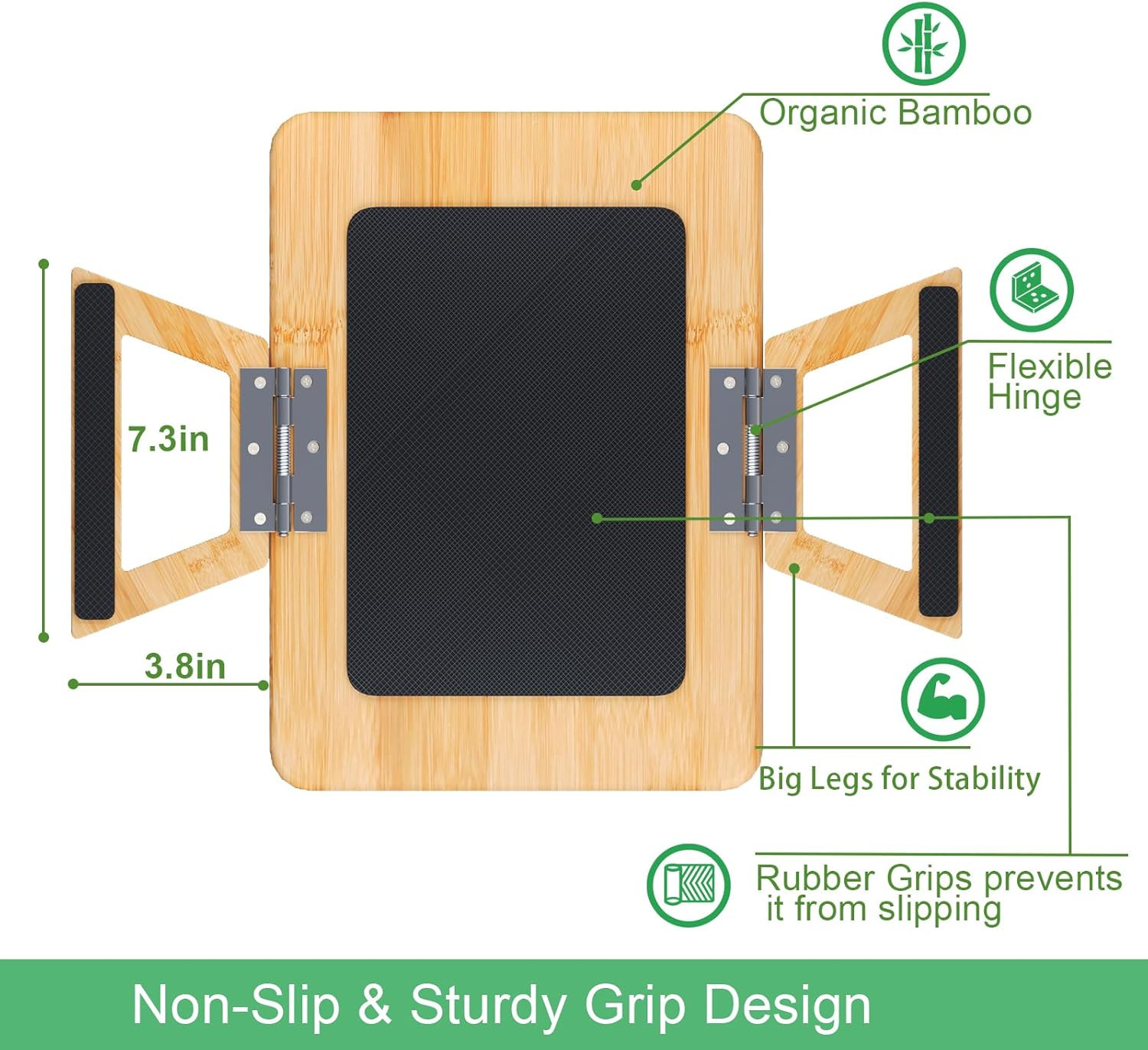 Couch Arm Tray Sofa Table 13" x 9"Bamboo Foldable Armrest Tray Open Box