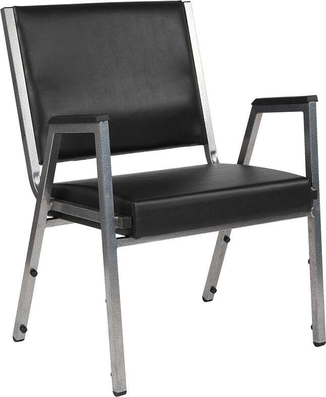 Antimicrobial Black Vinyl Bariatric Medical Office Chair - Waiting Room Chair