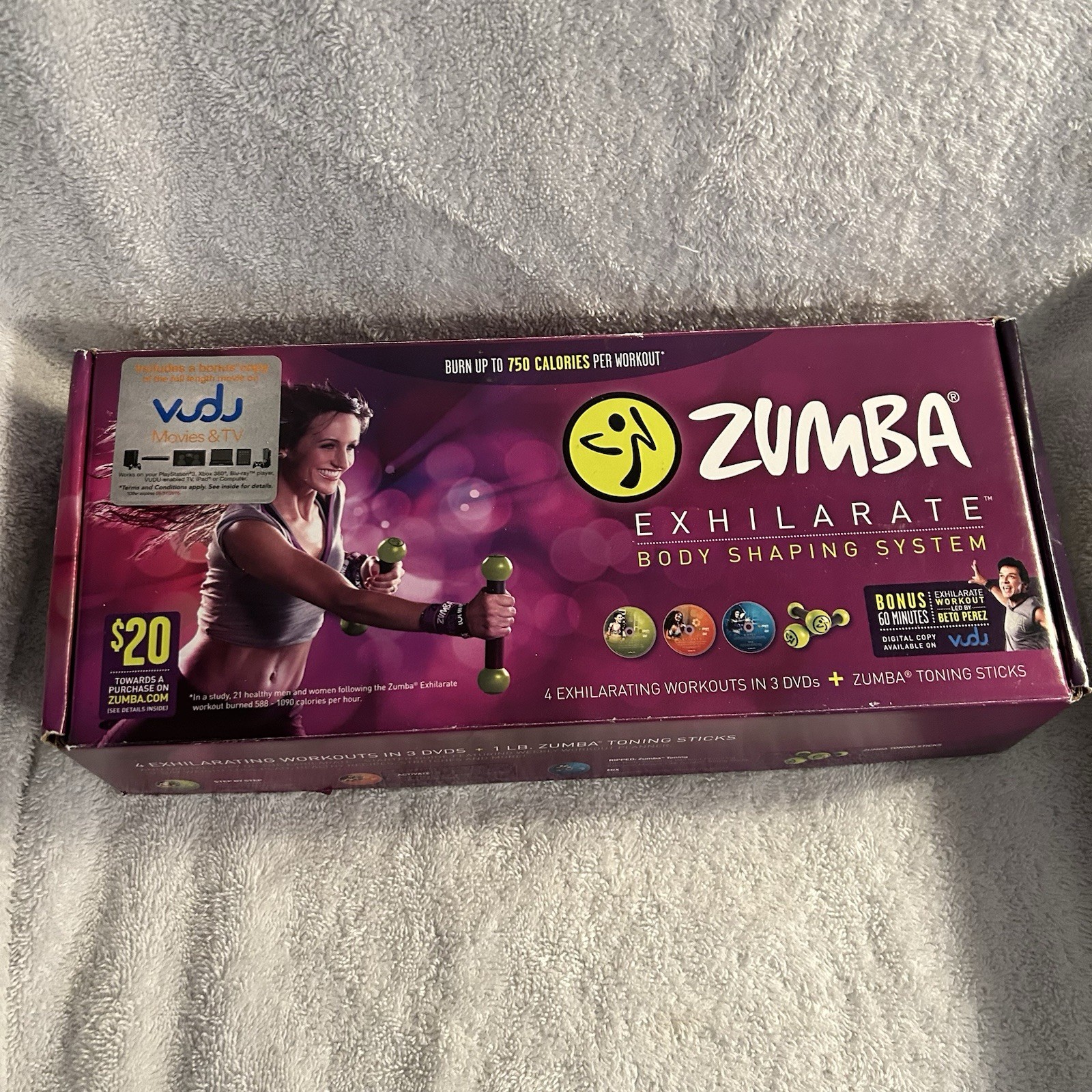 Zumba Exhilarate Body Shaping Shake Weights Toning Sticks & 3 DVD Kit - FREE S&H