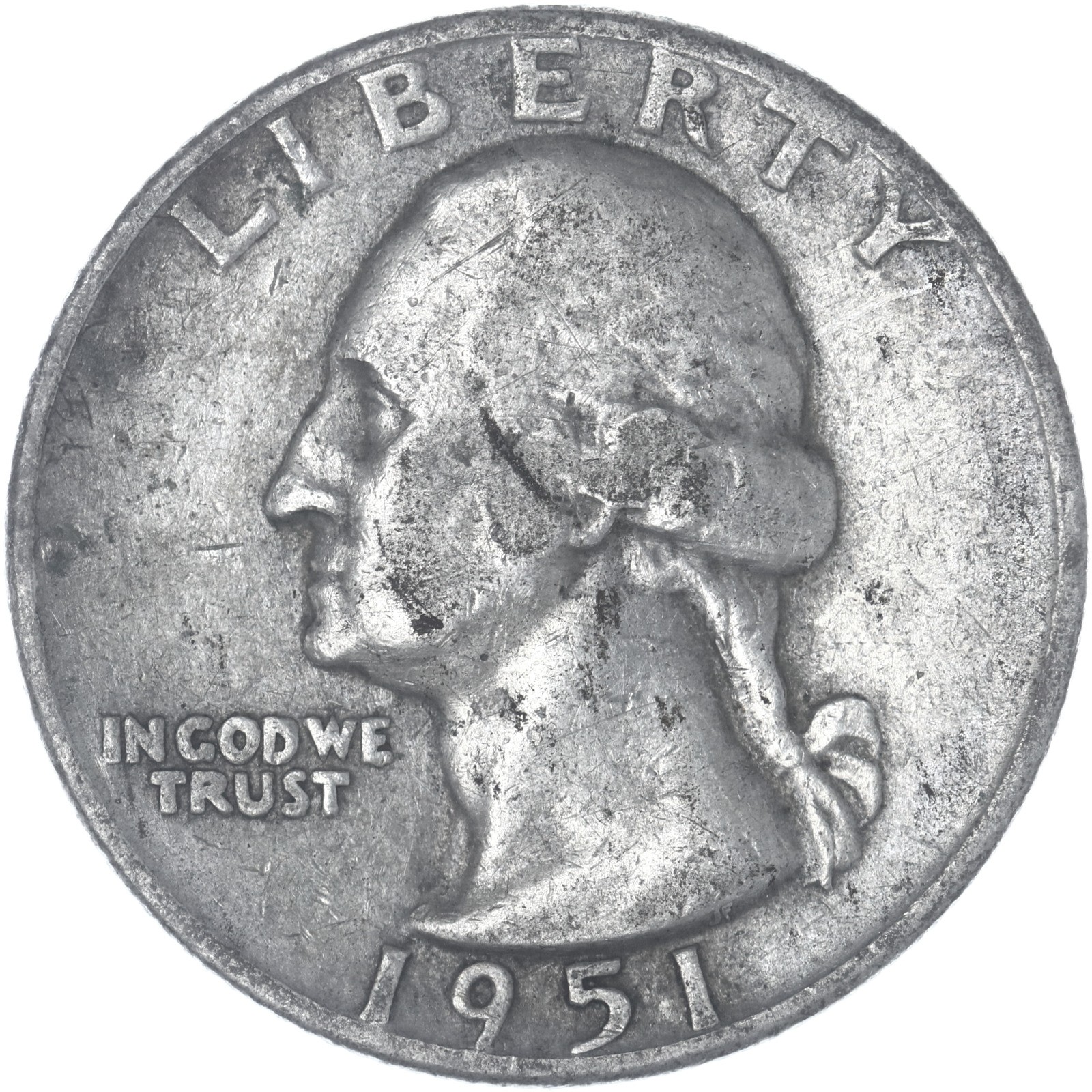 1951 D Washington Quarter 90% Silver Very Good VG See Pics H255