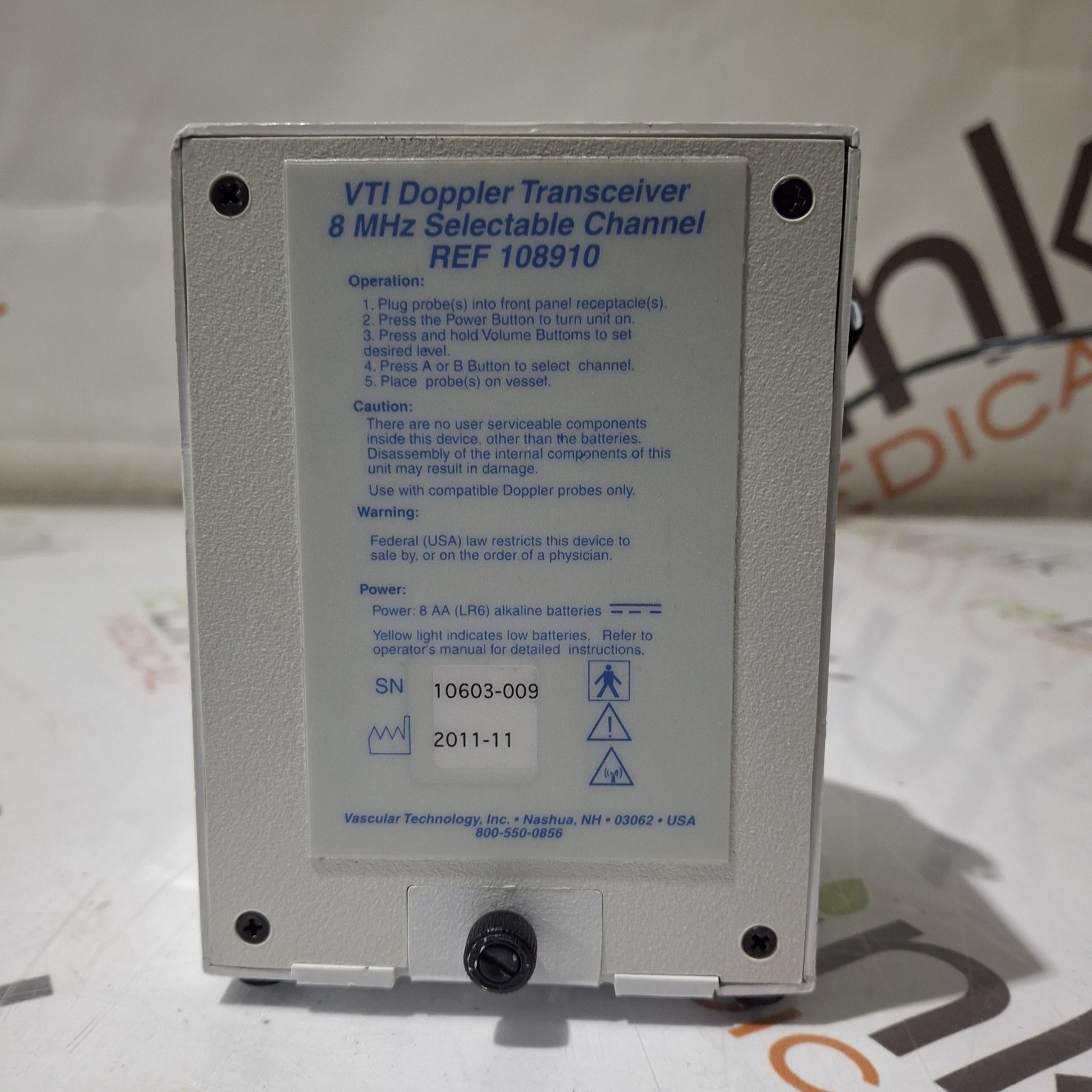 Vascular Technology Inc 108910 VTI Doppler Transceiver